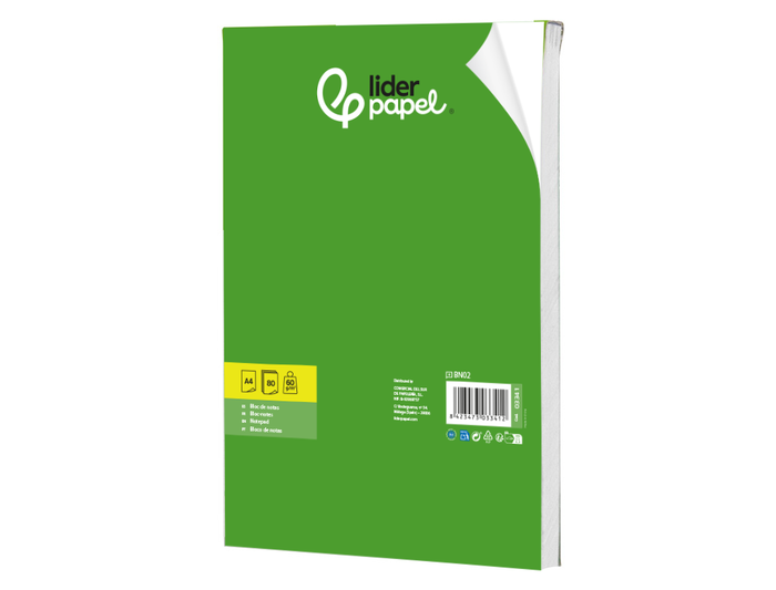 Liderpapel Bloc de Notas Liso A4 80 Hojas 60 g/m²