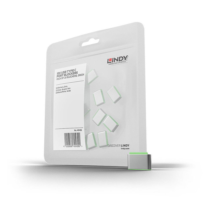 Lindy 40438 Bloqueador de puerto USB Tipo C Verde (10 piezas) Lindy 40438 Bloqueador de puerto USB Tipo C Verde (10 piezas)