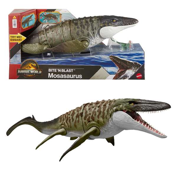 Mattel Mosasaurus JCH00 Jurassic World Gigante 65 cm Articulado Mordedor Juguete para Niños +4 Años