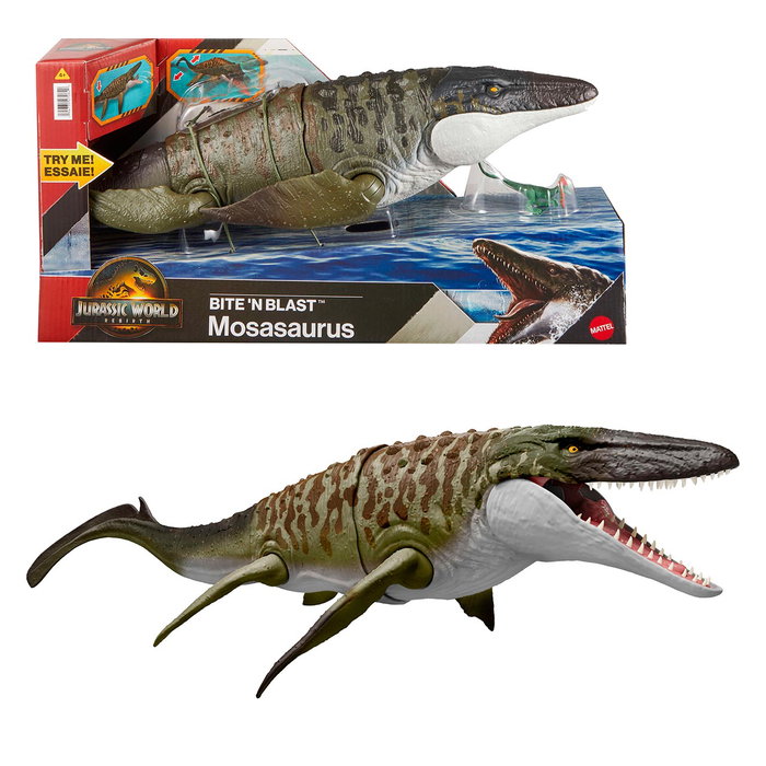 Mattel Mosasaurus JCH00 Jurassic World Gigante 65 cm Articulado Mordedor Juguete para Niños +4 Años