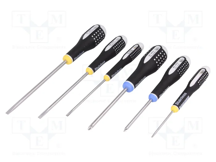 BAHCO Juego de destornilladores universal de 6 piezas con puntas Pozidriv® y planas BAHCO Juego de destornilladores universal de 6 piezas con puntas Pozidriv® y planas