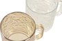 DKD Home Decor Set de 12 Tazas de Cristal Relieve Azul y Ámbar 500ml