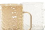 DKD Home Decor Set de 12 Tazas de Cristal Relieve Azul y Ámbar 500ml