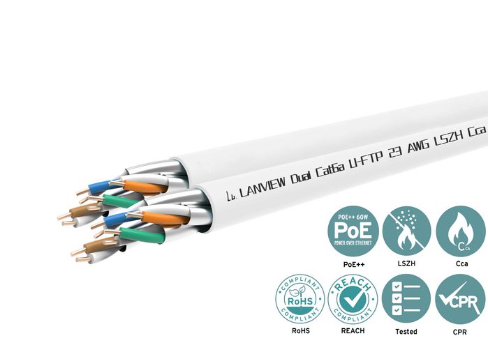 Lanview Cable Cat6a U-FTP 2x(4x2xAWG23) LSZH Blanco 305m Clase Cca
