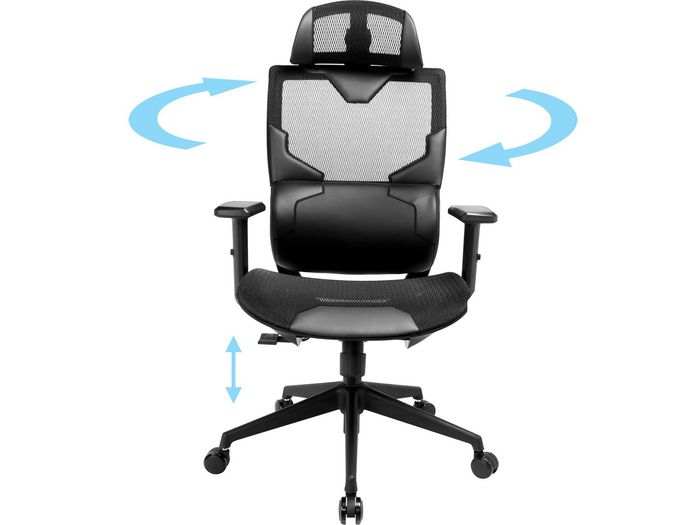 Sandberg Silla Gaming ErgoFusion Ergonomica con Malla Transpirable, Reposacabezas y Brazos Ajustables, Respaldo Reclinable 4 Posiciones Sandberg Silla Gaming ErgoFusion Ergonomica con Malla Transpirable, Reposacabezas y Brazos Ajustables, Respaldo Reclinable 4 Posiciones