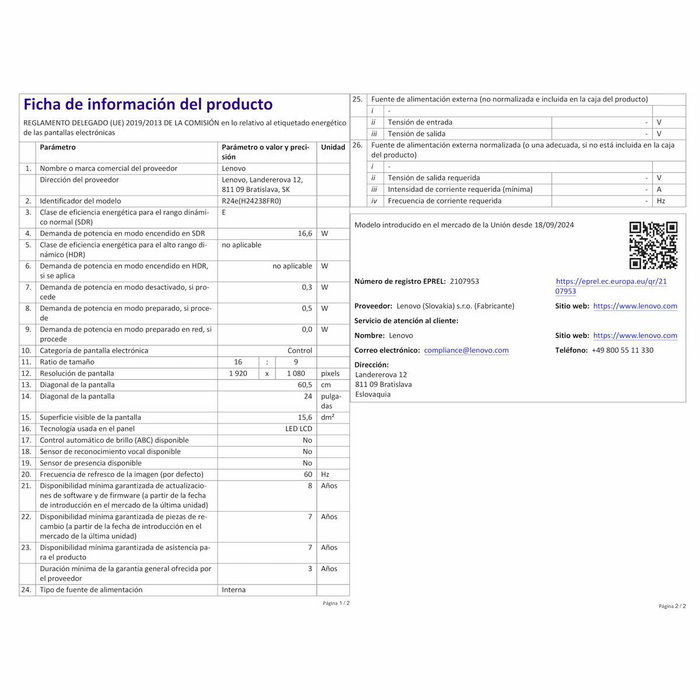Lenovo Legion R24e 23.8 FHD IPS 180 Hz 0,5 ms