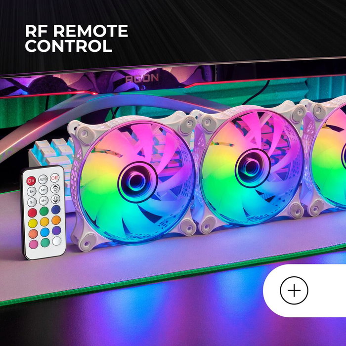 Mars Gaming Kit 3 Ventiladores MF-3D Blanco con Espejo Infinito, HUB y Mando RF