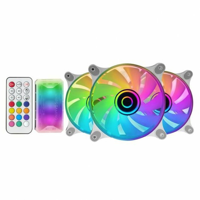 Mars Gaming Kit 3 Ventiladores MF-3D Blanco con Espejo Infinito, HUB y Mando RF