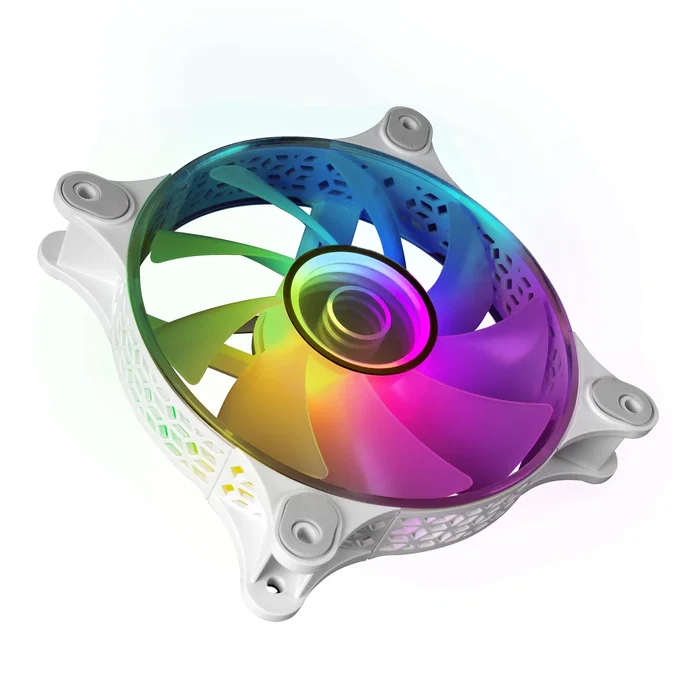 Mars Gaming MF-3DKITW Pack de 3 Ventiladores para PC ARGB 12 cm con Efecto Espejo Infinito, Hub de Control para 10 Ventiladores y Mando a Distancia RF - Color Blanco