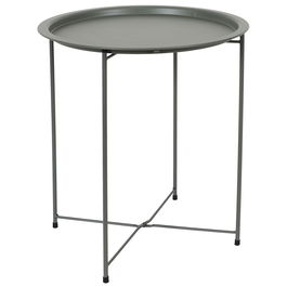 Home Deco Factory Mesa Auxiliar Sienna Verde Essentiel Tubos Cruzados Desmontable Plegable Acero 47x50 cm