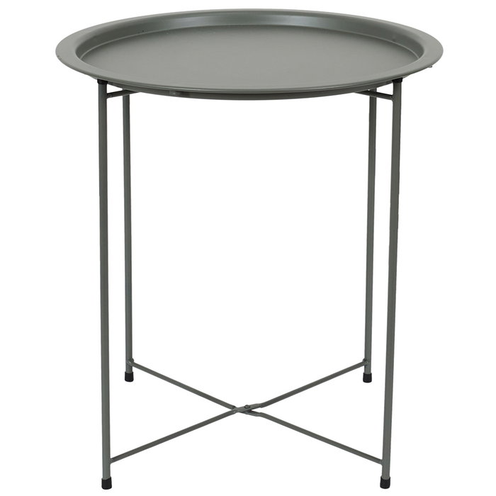 Home Deco Factory Mesa Auxiliar Sienna Verde Essentiel Tubos Cruzados Desmontable Plegable Acero 47x50 cm