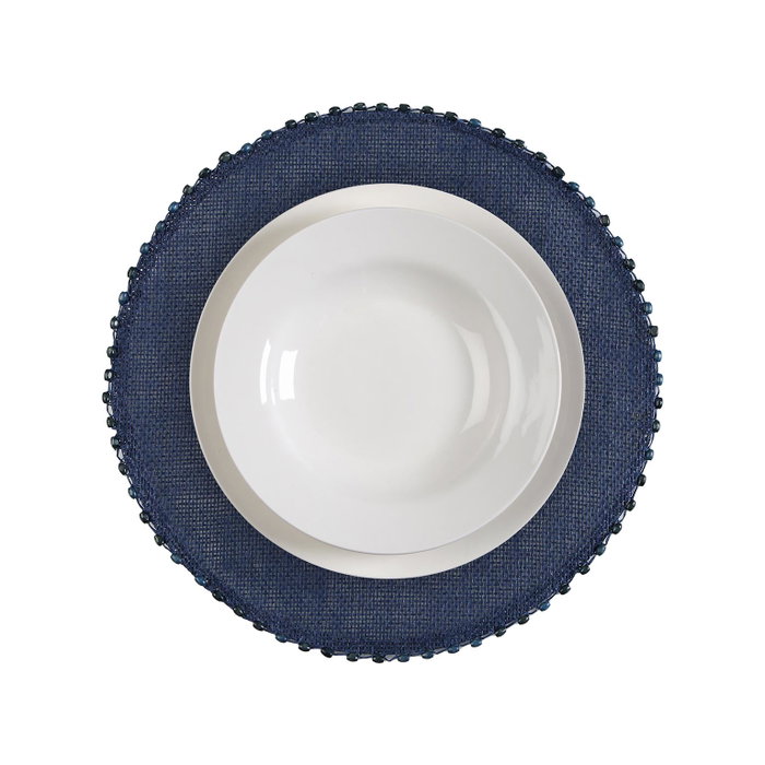 Versa Salvamantel Redondo Azul de Papel y Plástico, 38 cm de Diámetro y 0.2 cm de Grosor (6 Unidades)