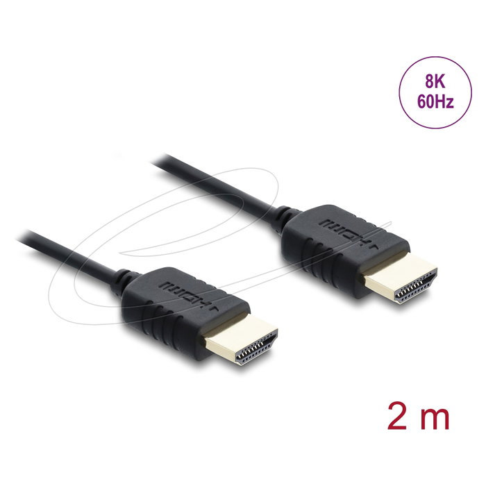 DeLOCK Cable HDMI Coaxial High Speed 8K 60 Hz 48 Gbps con revestimiento trenzado de 2 m DeLOCK Cable HDMI Coaxial High Speed 8K 60 Hz 48 Gbps con revestimiento trenzado de 2 m