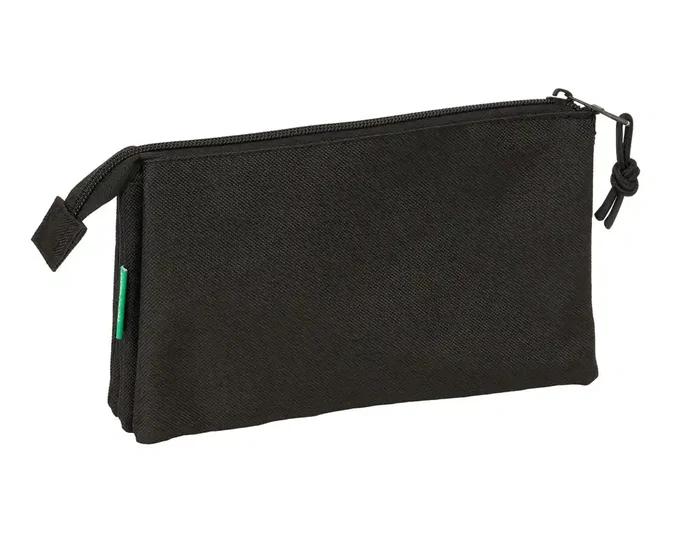 Safta Estuche portatodo triple Benetton Basics Negro
