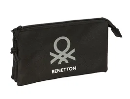 Safta Estuche portatodo triple Benetton Basics Negro