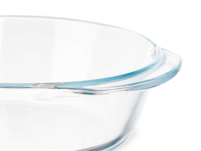VIVALTO Bandeja Redonda de Borosilicato con Asas, 800ml, Transparente, 19.8x5.4x17.4 cm (Set de 18)