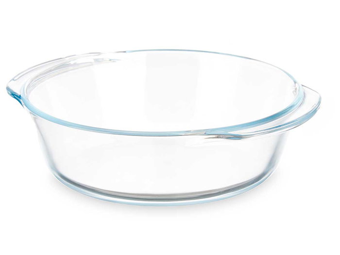 VIVALTO Bandeja Redonda de Borosilicato con Asas, 800ml, Transparente, 19.8x5.4x17.4 cm (Set de 18)