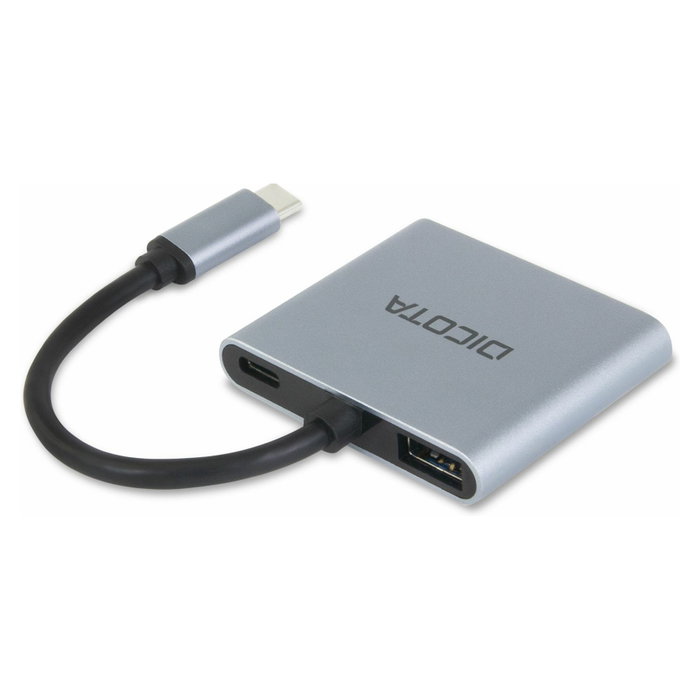 DICOTA D32063 USB-C Portable 4-in-1 Docking Station 4K HDMI PD 100W Plata