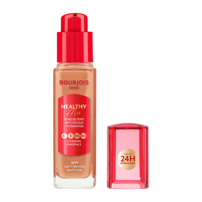 Bourjois HEALTHY MIX Base de Maquillaje Vegan #56W Light Bronze 30ml - Con Vitaminas, Acabado Radiante Bourjois HEALTHY MIX Base de Maquillaje Vegan #56W Light Bronze 30ml - Con Vitaminas, Acabado Radiante