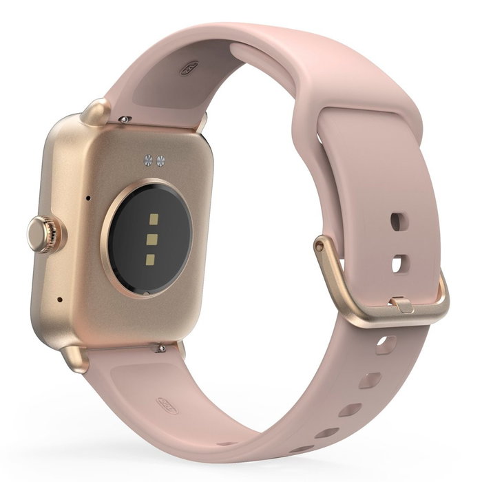 Hama 6010 Smartwatch para Mujer, Rosa y Dorado Rosa, GPS, Pulsómetro, SpO2, 1.6" TFT, Android/iOS