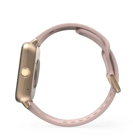 Hama Smartwatch 6010 - Reloj Inteligente con GPS y Llamadas, Pantalla Táctil 1.65", Pulsera Silicona Rosa/Oro Rosa, 44 mm, Unisex