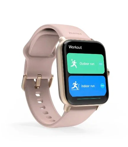 Hama Smartwatch 6010 - Reloj Inteligente con GPS y Llamadas, Pantalla Táctil 1.65", Pulsera Silicona Rosa/Oro Rosa, 44 mm, Unisex