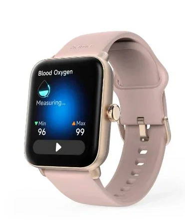 Hama Smartwatch 6010 - Reloj Inteligente con GPS y Llamadas, Pantalla Táctil 1.65", Pulsera Silicona Rosa/Oro Rosa, 44 mm, Unisex