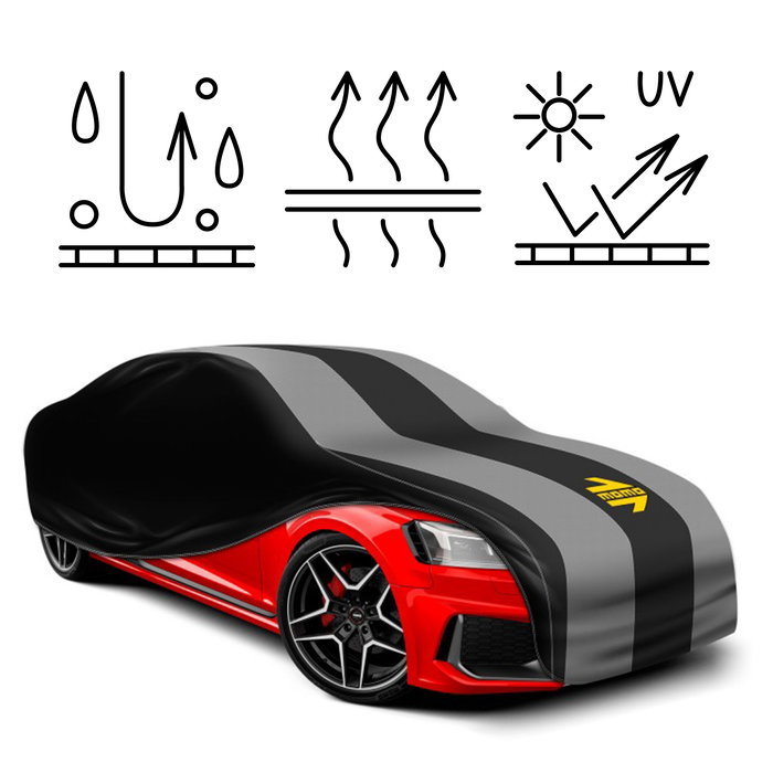 Momo MOMLCC1LL Funda Cubre Coche Talla L 1 Capa, Protección Interior/Exterior Transpirable, UV y Anti-Rayaduras