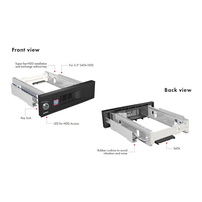 ICY BOX IB-168SK-B Marco de Cambio para HDD SATA de 3,5 pulgadas en Bahía de 5,25 pulgadas con Bloqueo ICY BOX IB-168SK-B Marco de Cambio para HDD SATA de 3,5 pulgadas en Bahía de 5,25 pulgadas con Bloqueo