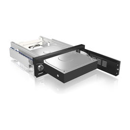 ICY BOX IB-168SK-B Adaptador Wechselrahmen para 3.5" SATA HDD a 5.25" Schacht con Bloqueo, Color Negro, Hot-Swap