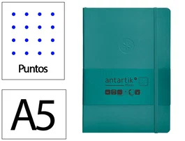 Antartik Cuaderno A5 Tapa Blanda, Hojas Puntos, 80 Hojas, Verde Aguamarina, 80 gr, FSC