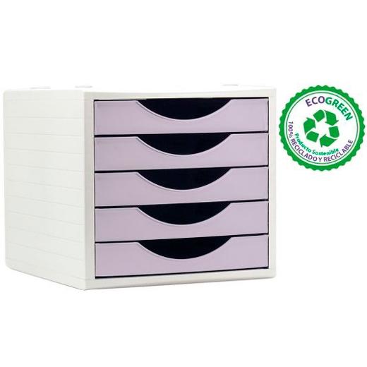 Archivo 2000 Módulo Organizador Ecogreen 5 Cajones Malva Pastel