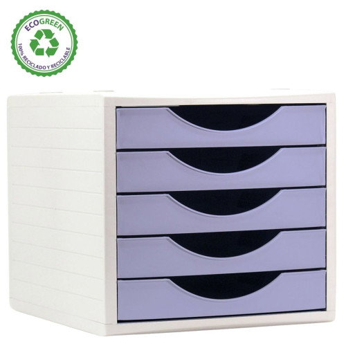 Archivo 2000 Módulo Organizador Ecogreen 5 Cajones Malva Pastel