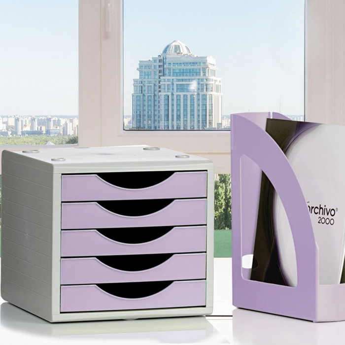 Archivo 2000 Módulo Organizador Ecogreen 5 Cajones Malva Pastel