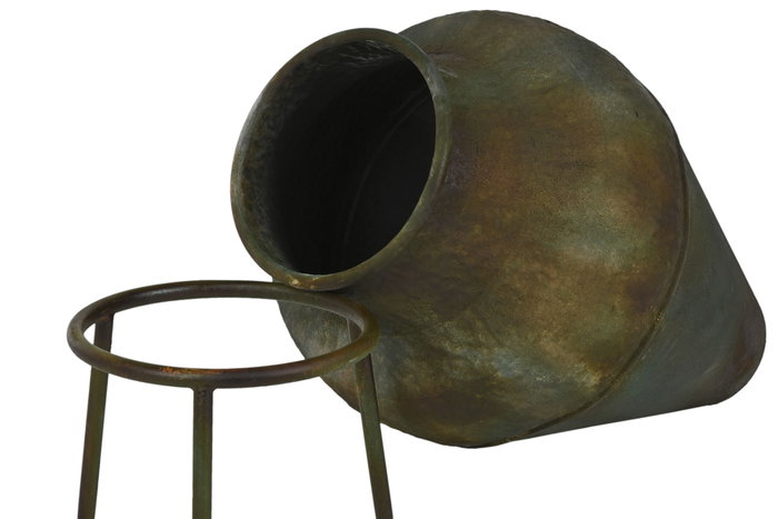 DKD Home Decor Ánfora de Metal Envejecido Verde Musgo
