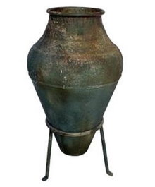 DKD Home Decor Ánfora de Metal Envejecido Verde Musgo