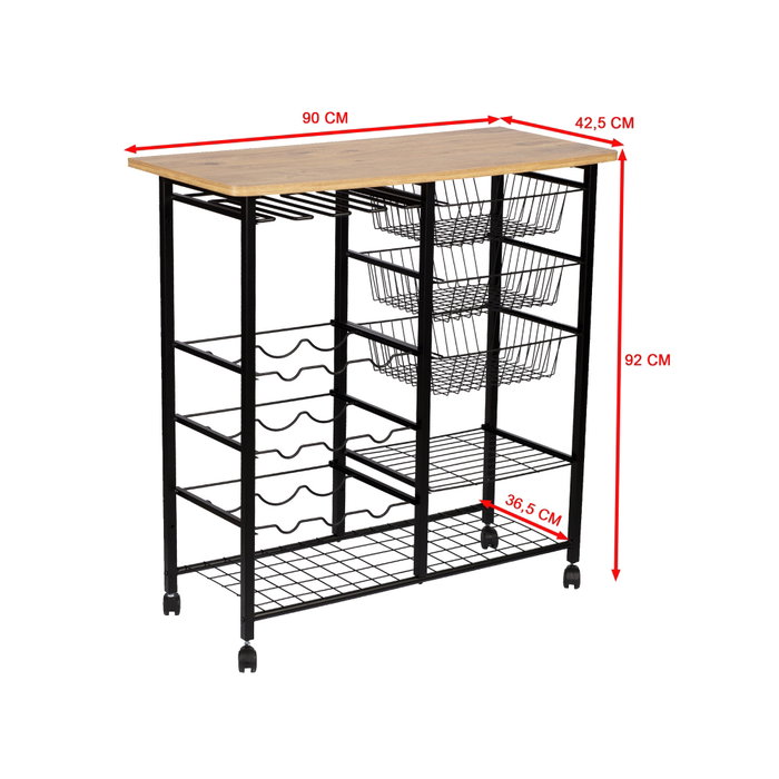 Hanah Home Mesa de Bar Pino Atlántico y Negro 32x90x86 cm Tablero de Partículas Recubierto de Melamina y Metal