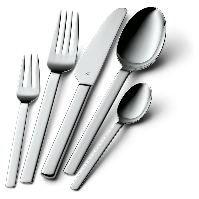 WMF 1272916040 Juego de Cubiertos 'Palma', 30 Piezas para 6 Personas, Acero Inoxidable, Tenedor, Cuchillo y Cuchara de Mesa