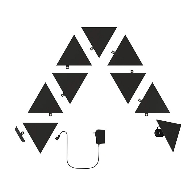 Nanoleaf NL47-0102TW-9PK Shapes Triangles Ultra Black Starter Kit, 9 Paneles Inteligentes, Wi-Fi, Compatible con Alexa, Google Assistant, HomeKit