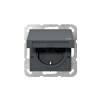 GIRA 441428 Toma de corriente Schuko con tapa abatible y SafetyPlus Syst.55, negro GIRA 441428 Toma de corriente Schuko con tapa abatible y SafetyPlus Syst.55, negro