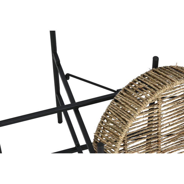 DKD Home Decor Set de 2 Mesitas Auxiliares de Metal y Fibra Negro y Natural DKD Home Decor Set de 2 Mesitas Auxiliares de Metal y Fibra Negro y Natural