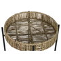 DKD Home Decor Set de 2 Mesitas Auxiliares de Metal y Fibra Negro y Natural