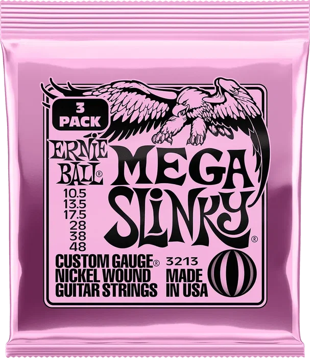 ERNIEBALL Slinky Mega 10.5-48 Tripack (3) Juego Cuerdas Guitarra Eléctrica Nickel Wound Calibres .0105-.048