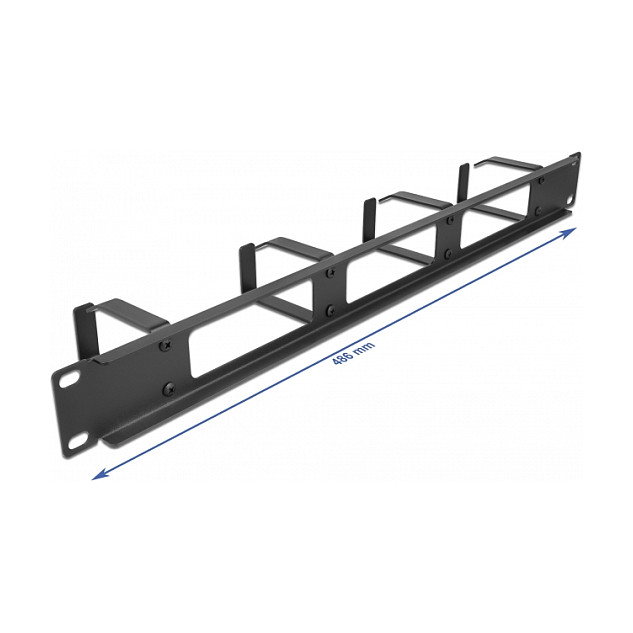 DeLOCK Panel de gestión de cables 19″ con 3 aberturas y 4 ganchos 1U Negro