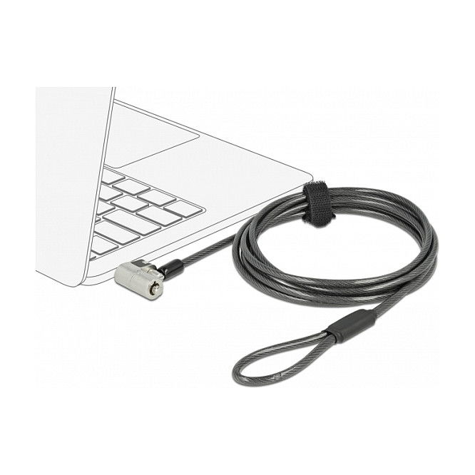 DeLOCK Navilock 20676 Cable de Seguridad para Portátil de 2 m con 3 Anclajes (Kensington, Wedge, Nano), Llave Redonda de Acero, Negro, Plata