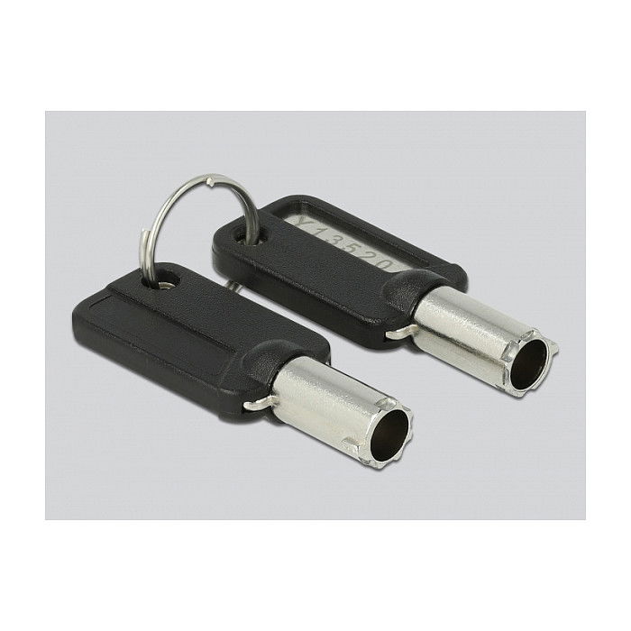 DeLOCK Navilock 20676 Cable de Seguridad para Portátil de 2 m con 3 Anclajes (Kensington, Wedge, Nano), Llave Redonda de Acero, Negro, Plata