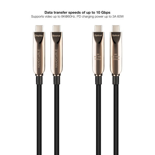 Nanocable Cable USB 3.2 Gen2x1 AOC 10m 60W 8K USB-C a USB-C Negro