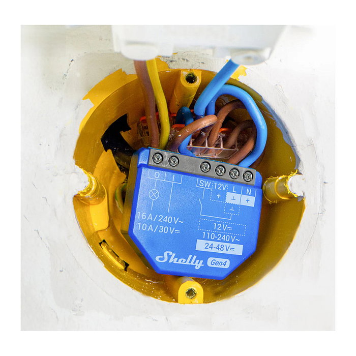 Shelly 1 Gen4 Interruptor Inteligente WLAN Relais Unterputz 1 Kanal max 16A con Matter, Zigbee y Bluetooth, Color Azul Shelly 1 Gen4 Interruptor Inteligente WLAN Relais Unterputz 1 Kanal max 16A con Matter, Zigbee y Bluetooth, Color Azul