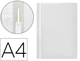 Q-connect Carpeta Dossier Fastener Plástico DIN A4 Blanco PVC Transparente