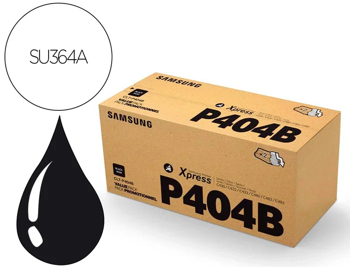 HP Paquete de 2 Cartuchos de Tóner Negro CLT-P404B para Samsung